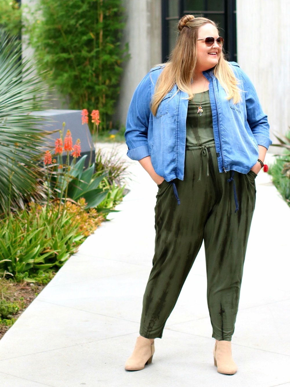 PLUS SIZE TENCEL UTILITY JACKET